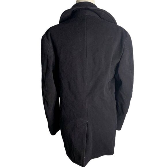 Vintage 50s Military US Navy Pea Coat 36 Black Wool Button Pockets Notch Collar - Picture 5 of 9